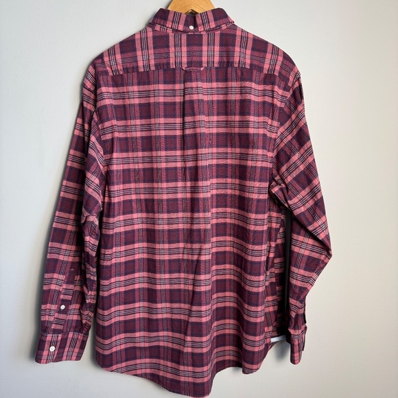 IZOD Saltwater Men's Long Sleeve Plaid Casual Button Up Shirt Red/Wine X-Large - Picture 6 of 14